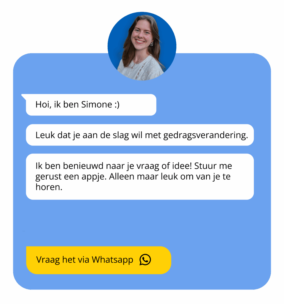 Contact voor een vraag via whatsapp over gedragsverandering en communicatie